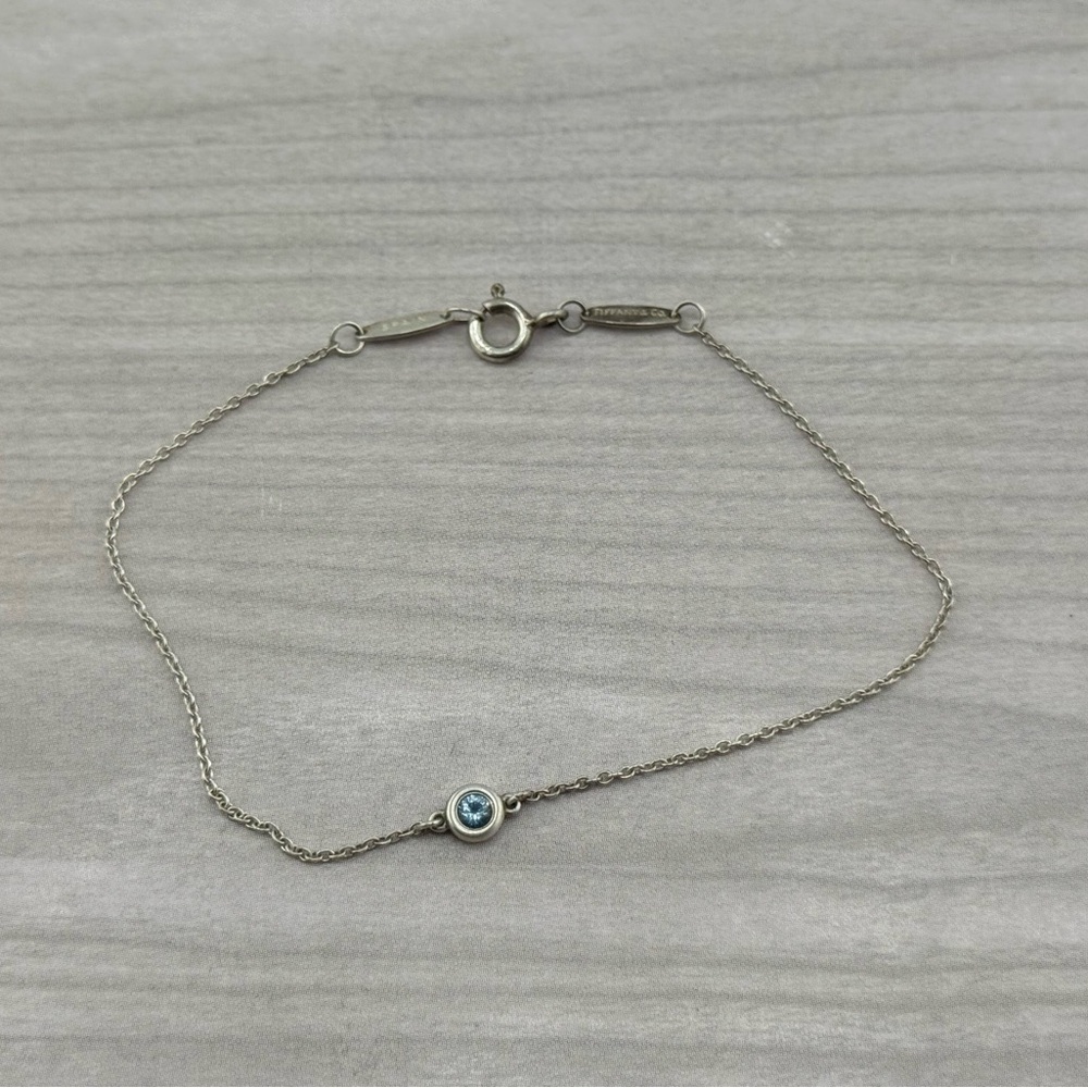 Tiffany & Co. 9.25 S.S Color by the Yard  Bracelet with Aquamarine bezel.
